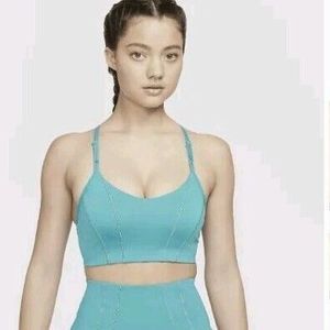 Women's Nike Dri-Fit DD1407 Light Support Indy Bra Turquoise Blue Adjustable SM